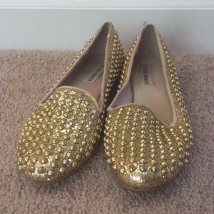 Steve Madden Gold Spike Loafers